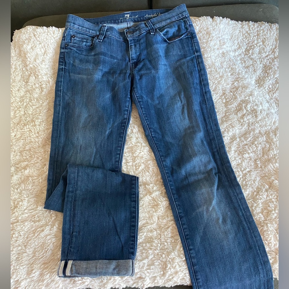 7 For All Mankind Womens Straight Leg Jeans Blue Medium Wash Denim Size 27 - Picture 8 of 8